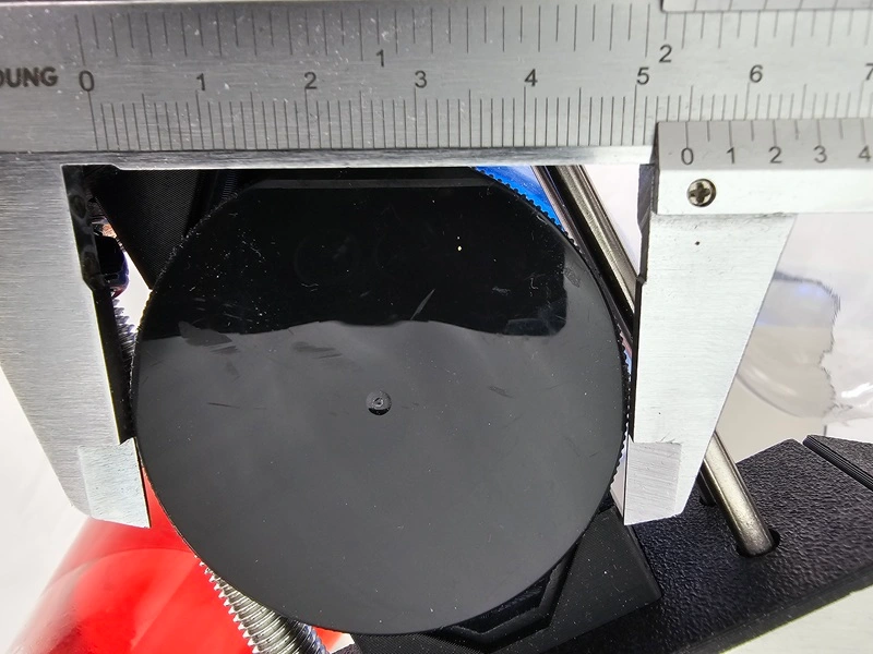 Caliper measuring maximum neck diameter at 55mm