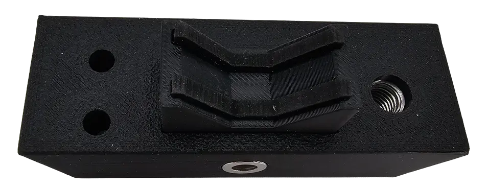 Detail view of grip channel geometry on clamp body